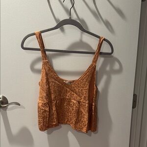 Orange Leopard Print Women's Top